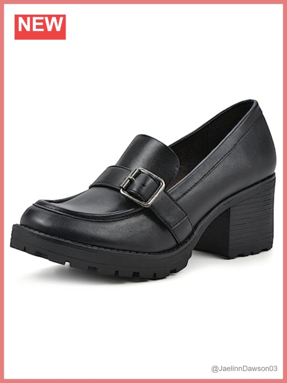 Bougie Block Heel Loafer - PU Leather Work Shoes